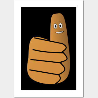 Cartoon illustration of hand giving thumbs up Posters and Art